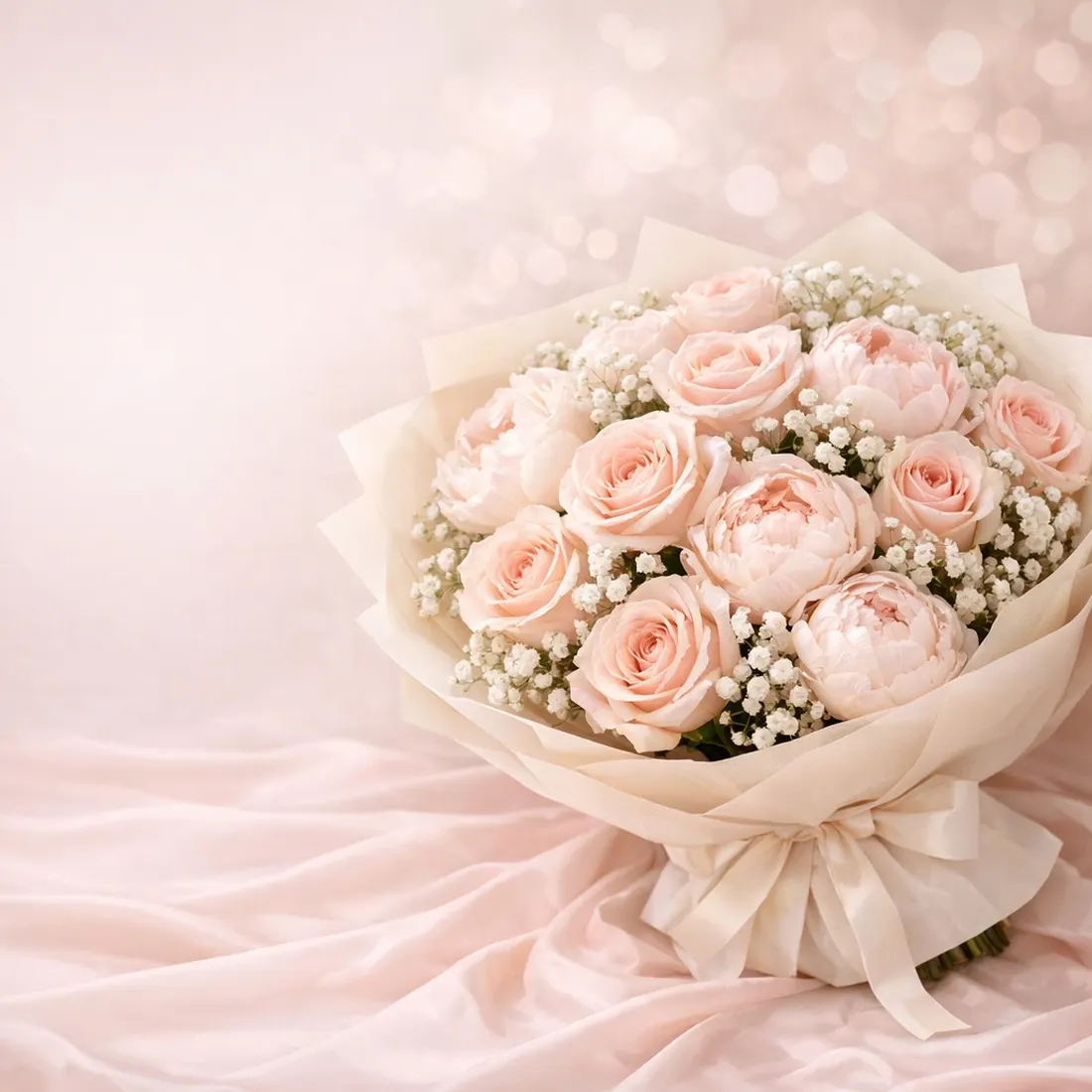 Bó hoa hồng phấn Xinh Flower