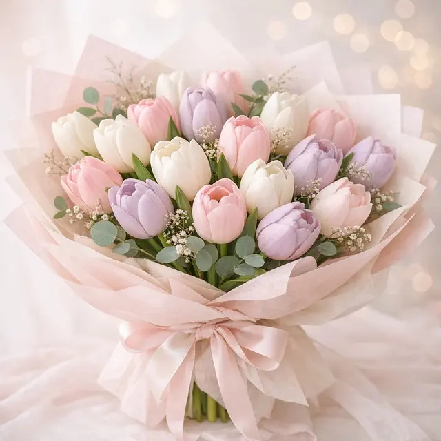 Bó tulip pastel 9 cành